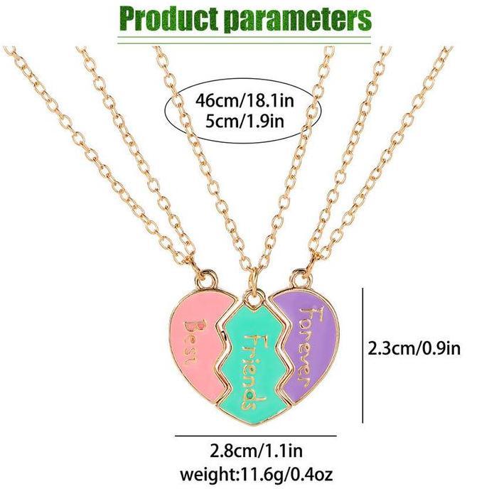 SMG 3Pcs Kalung Best Friends Forever Gift Kreatif Hadiah Perhiasan Kalung Liontin Persahabatan BFF 3