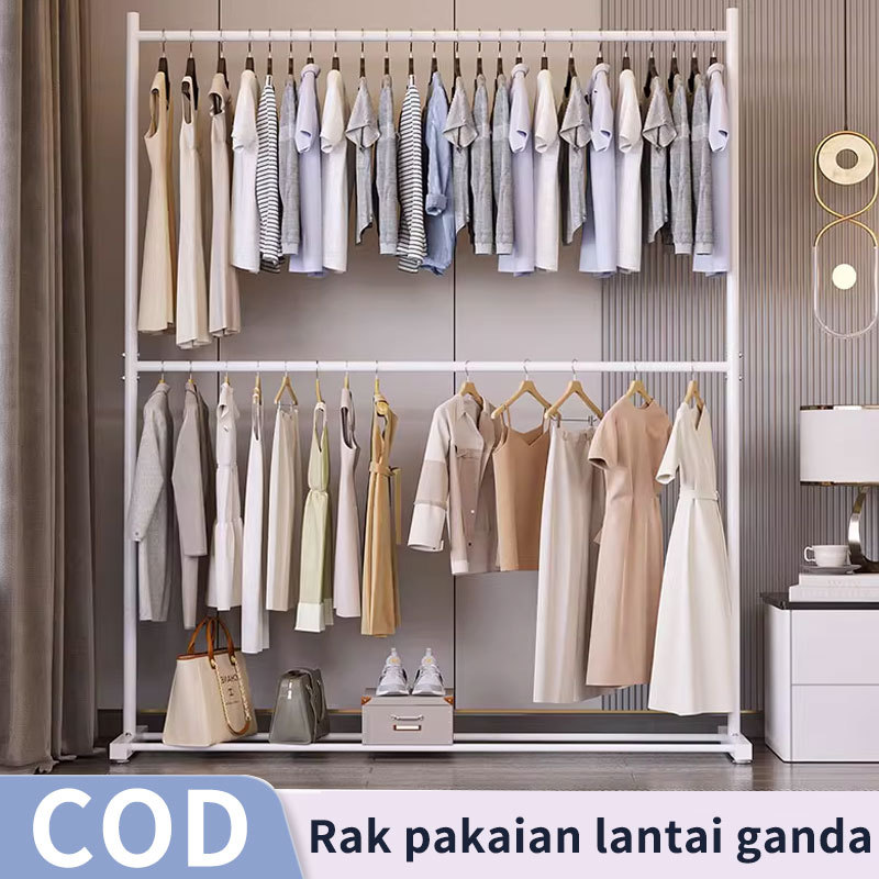 Rak Baju Gantung Berdiri 2 Susun Besi  Rak Pakaian Gantung Minimalis
