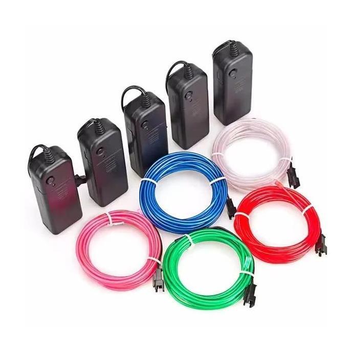 SMG 5Meter Lampu EL Wire Flexible Neon LED Untuk Dekorasi Interior Mobil Strip LED Set Inverter / LE