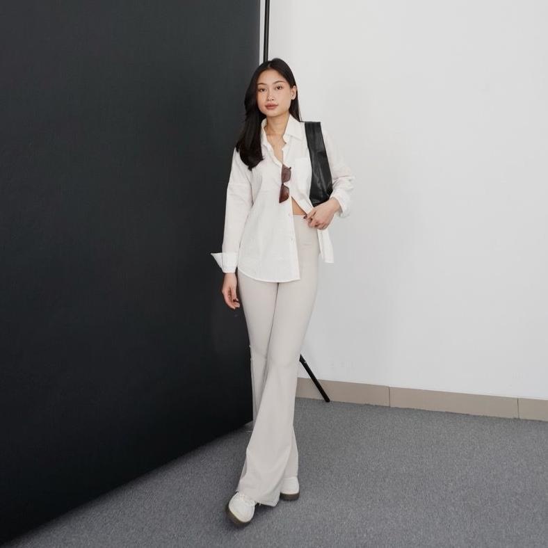 EXCLUSIVE Celana Higwaist Flare pants Celana Panjang Wanita Cutbray kain Scuba Premium Jumbo KEKINIA