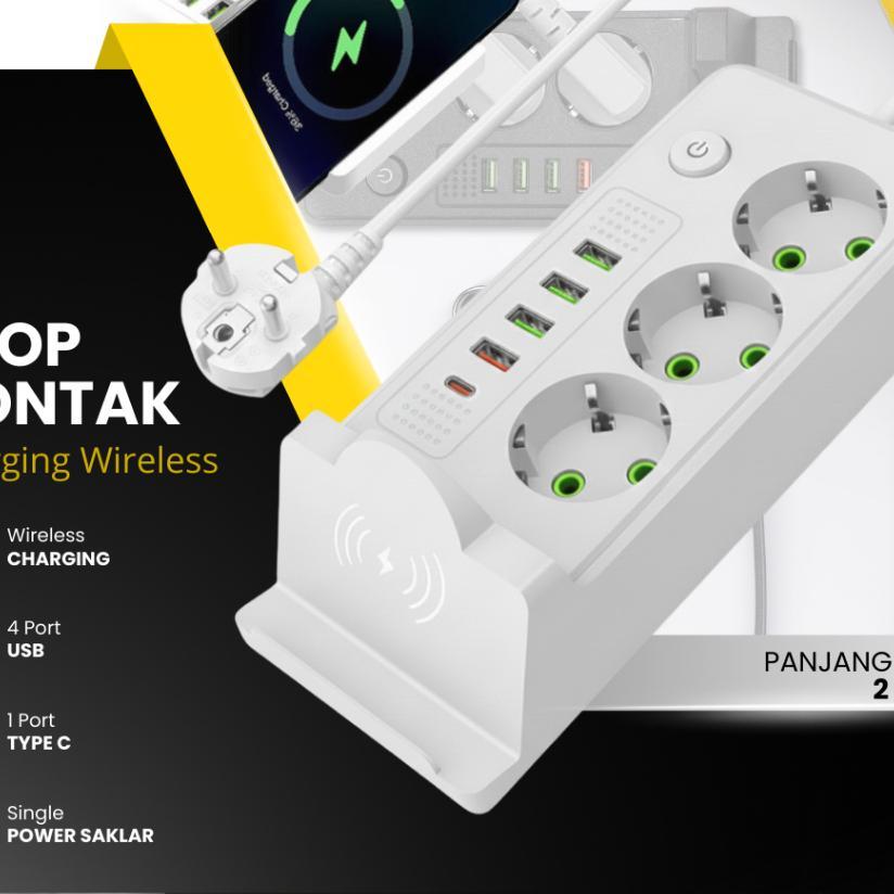 Stop Kontak Colokan Listrik Isi 3 4 5 Lubang Modern Stop Powerport 2500 W Pengisian Daya Nirkabel