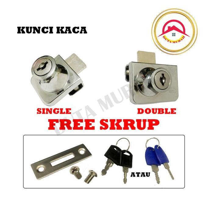 TACAAHA Kunci Lemari / Etalase Kaca Jepit Double  Kunci Lemari / Daun Kaca