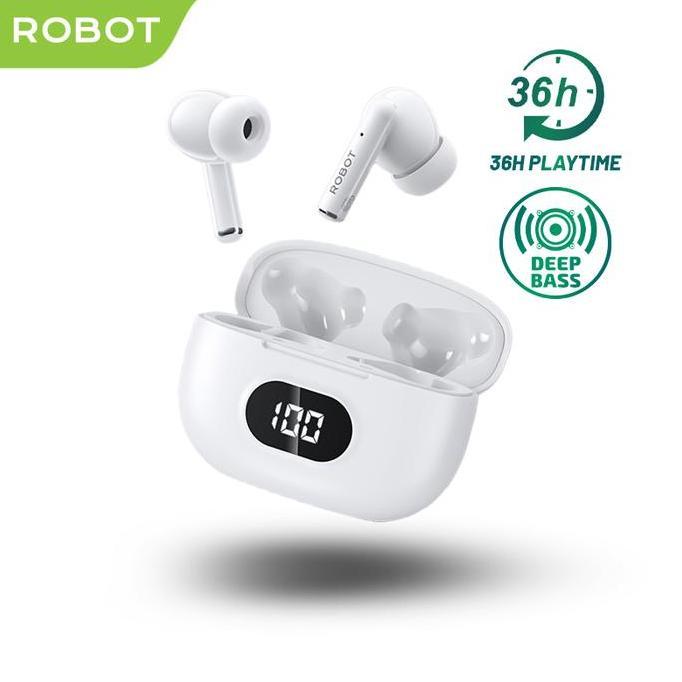ROBOT Wireless Earphone Airbuds T70 Original TWS Deep Headset Bluetooth Garansi 1 Tahun Earbuds Head