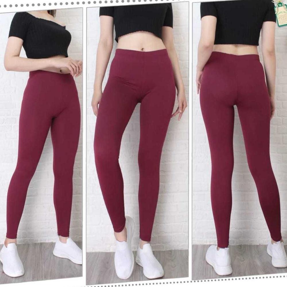 TERLARIS Leging Panjang Wanita Dewasa Untuk Berat Badan 35-90Kg - Celana Legging Polos Bahan Spandek