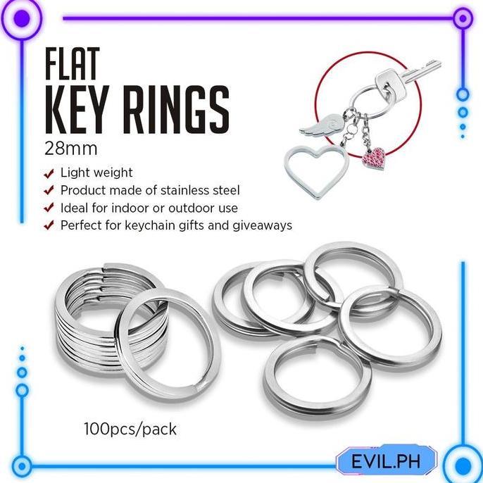 6goflanss - 100pcs Gantungan Kunci Terpisah 22mm 28mm | Ring Pengait & Hiasan Gantungan Kunci Datar