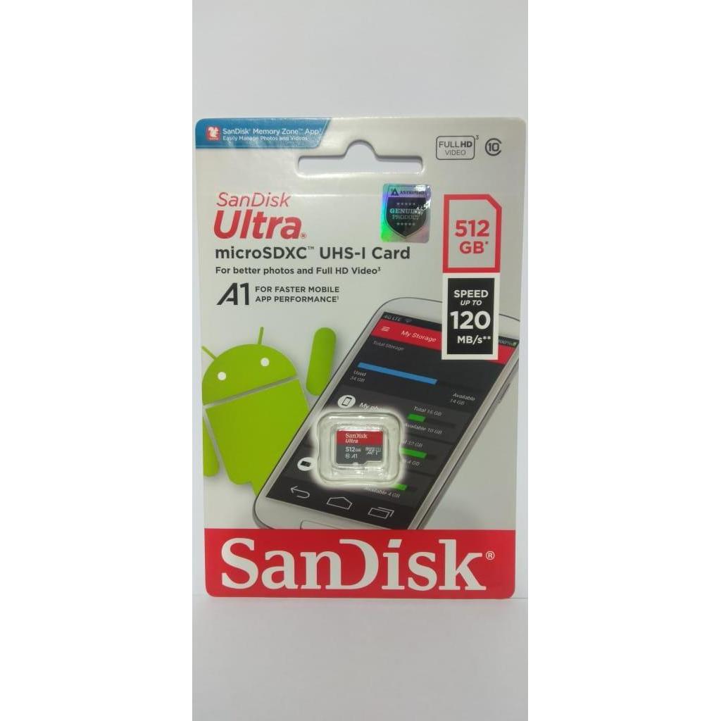 NEW MEMORY CARD MICROSD MICRO SD SANDISK ULTRA CLASS 10 512GB 512 GB A1 ORI
