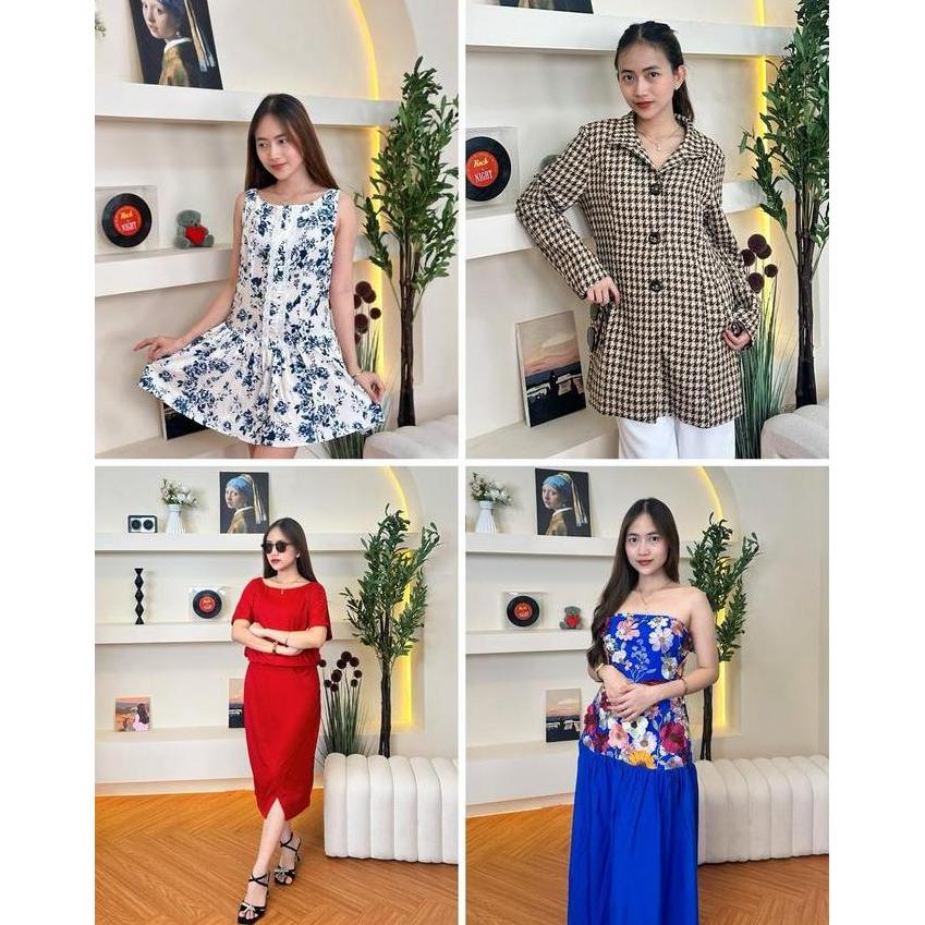 [DOUBVIBE] - Kode baju 501 - 600 | Baju kantor casual | Dress baju wanita | Long dress LD besar - Lo