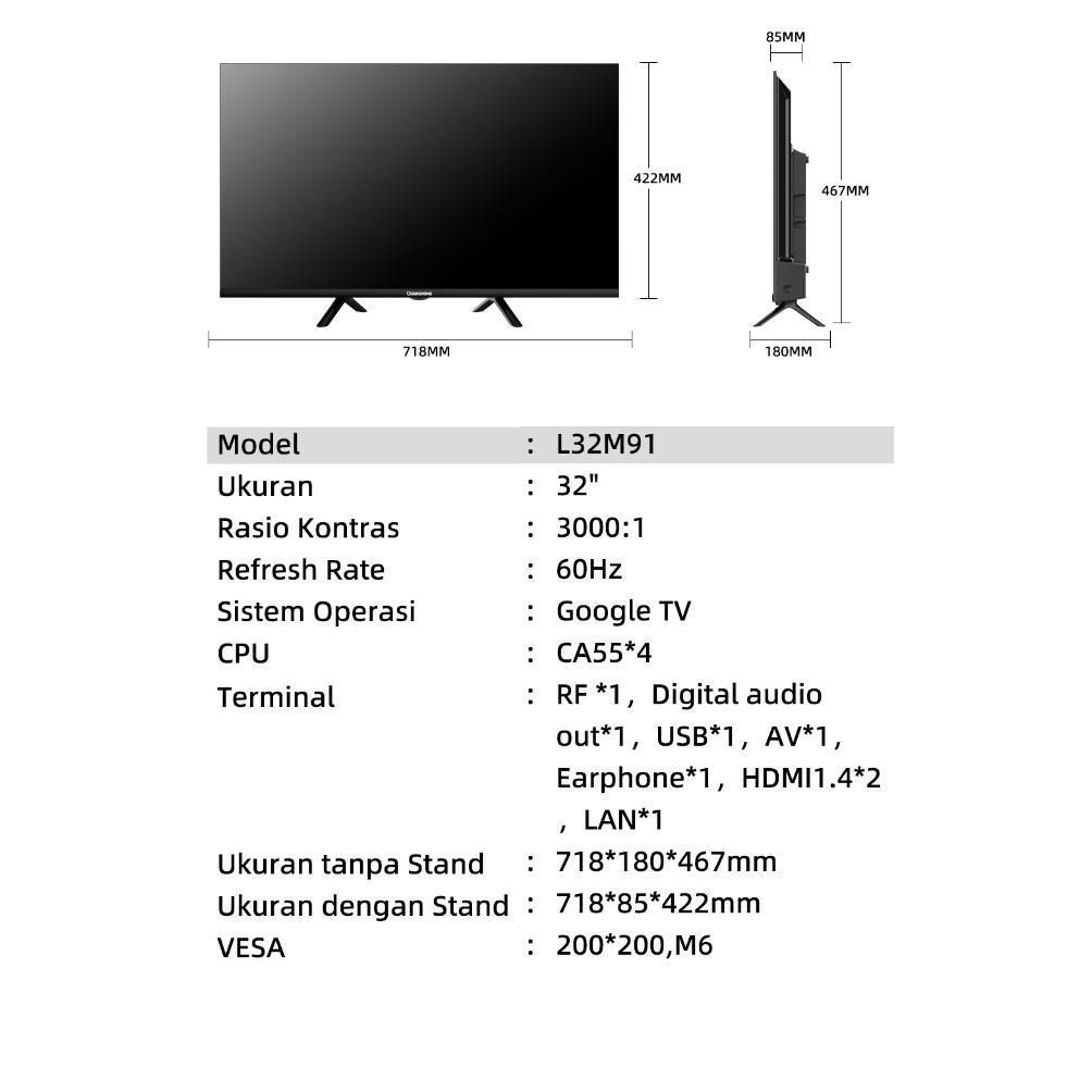 ERLONALIPEDIA [BUNDLING BRACKET] CHANGHONG SMART TVL32M91GOOGLE 32 INCH FHD DOLBY AUDIO GOOGLE PLAY 