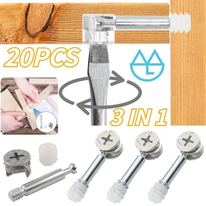 Kavana_Garage - 20 Pcs Minifix Baut Knock Down Skrup/Minifix Baut Knock Down Skrup+Casing/Baut Knock