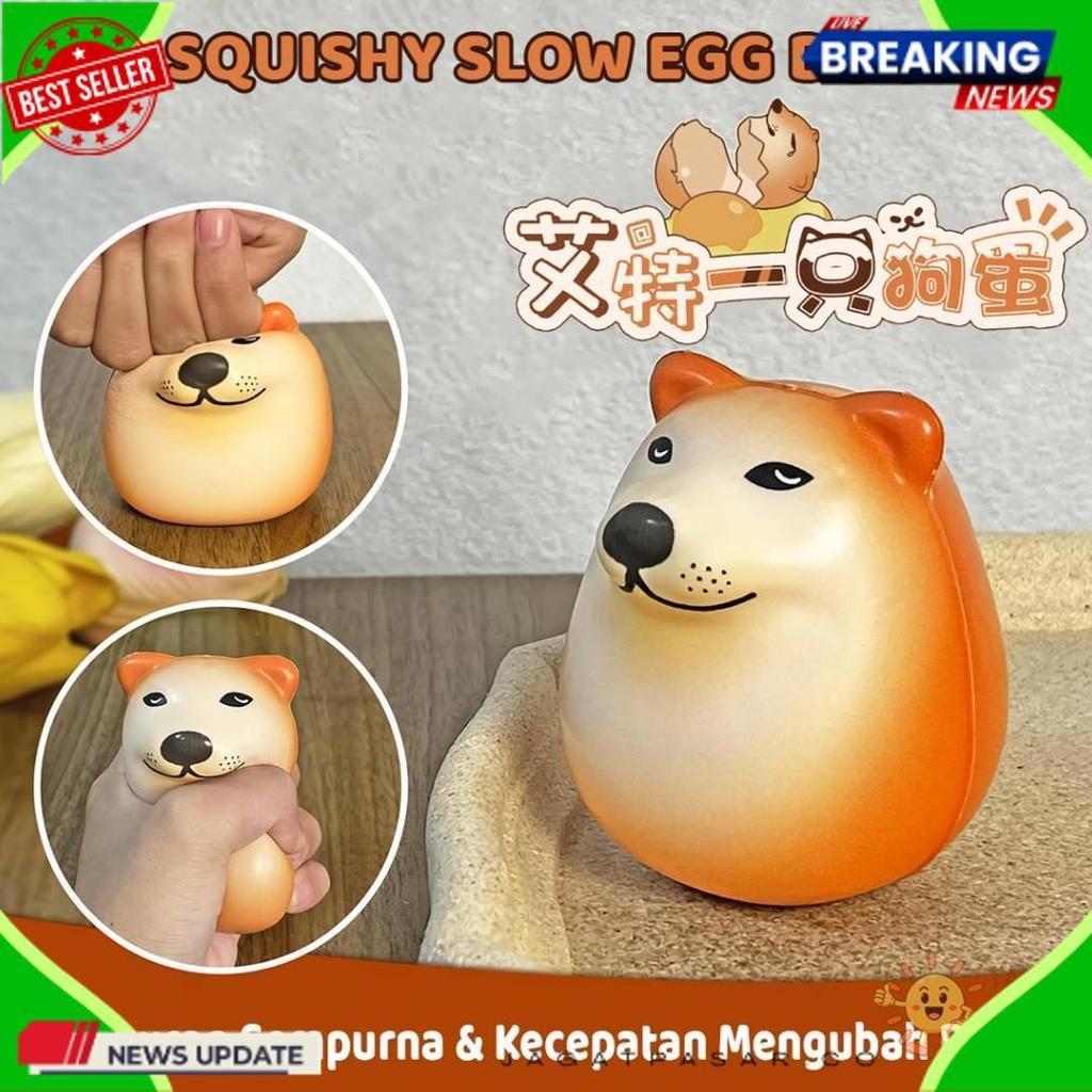 Terlaris Taiyo Squishy Slow Egg Dog Squeeze Pencet Soft Squisi Telur Smooth Cute Stress Relief Maina