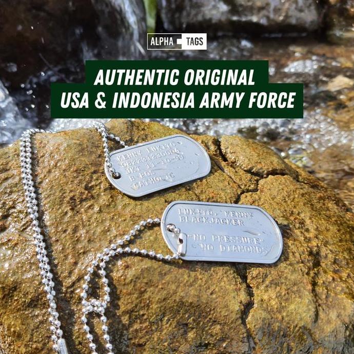 Kalung pria dog tag kalung/TNI tentara Army custom polisi Alpha tag