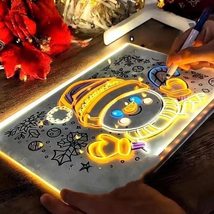 Drawing Papan DIY Acrylic LED/ Board Lampu Papan Melukis Berpendar untuk Anak/ Papan tulis bercahaya