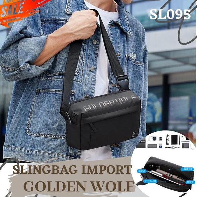 NEW SL095 GOLDEN WOLF - CHEST BAG ORIGINAL WATERPROOF TAS SELEMPANG DISTRO PRIA SLING BAG ORI