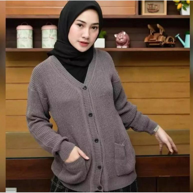 EXCLUSIVE CARDIGAN RAJUT MARISSA KANCING 5 / KARDIGAN MARISSA SALUR OUTER CROP WANITA PREMIUM TEBAL 