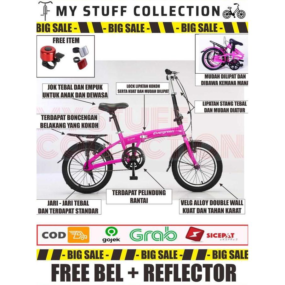 NEW SEPEDA LIPAT EVERGREEN UKURAN 16 INCH COCOK UNTUK USIA 6 TAHUN HINGGA DEWASA SEPEDA LIPAT ANAK 6