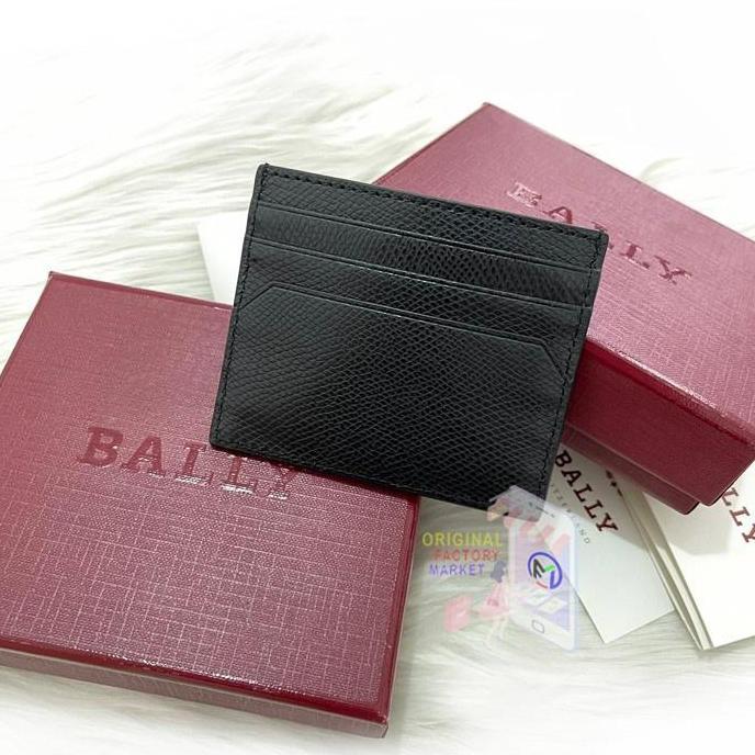 Dompet BALLY Card Case THAR Mens Card Holder Black.