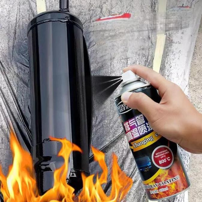 Cat Semprot Hi-Temp Black Doff - Tahan Suhu Tinggi 800C, Anti Panas untuk Knalpot Motor Mobil, Mesin