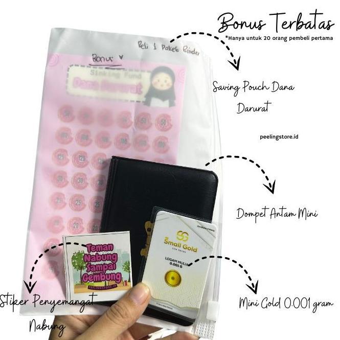 4 Ziplock Paket binder jelly nabung a6/ binder keuangan murah / binder a6 / binder sequin binder dai