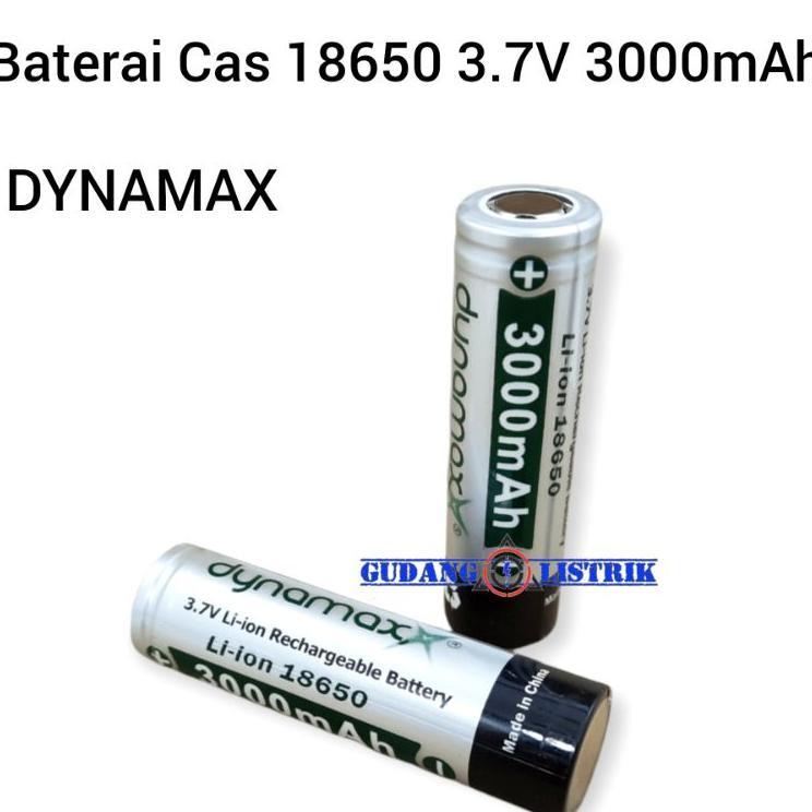 1 Biji Baterai Lithium 18650 3.7V 3000Mah Dynamax Rechargeable Flat Top