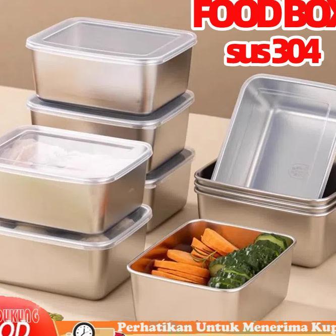 Cod6Pcs/Set Food Box Stainless 304 Tempat Wadah Makanan Kontainer Makanan Sayuran Tempat Sayur Stain