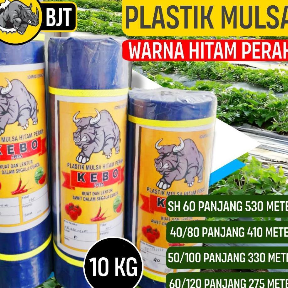 Plastik Mulsa Hitam Perak 1 Roll 10 Kg/Mulsa Pertanian Cap Kebo