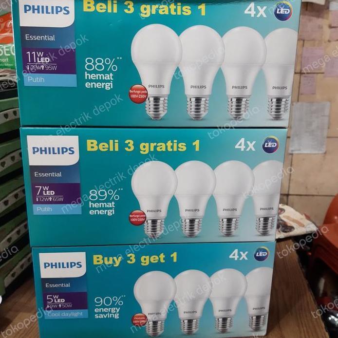 Ready  lampu led essential philips beli 3 gratis 1