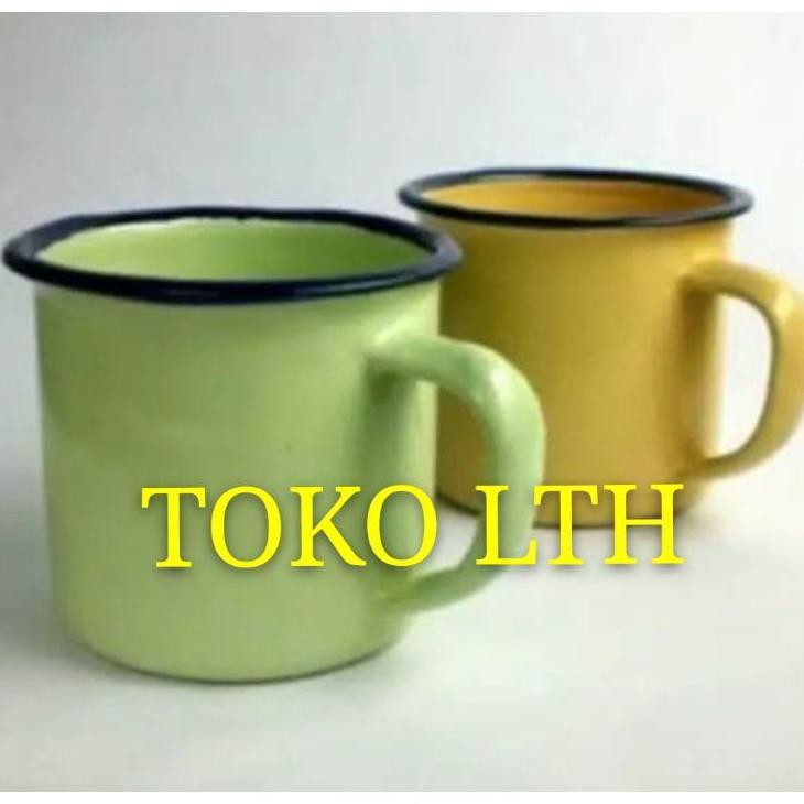Per 6 Pcs Cangkir Jadul Seng Kaleng Enamel Polos / Mug Gelas Panci