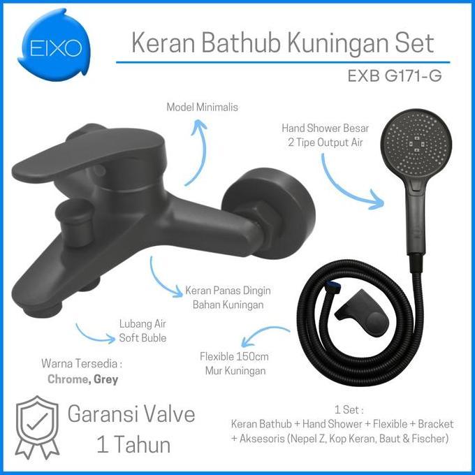 TERLARIS EIXO KERAN BATHUB KRAN KUNINGAN KAMAR MANDI PANAS DINGIN SHOWER