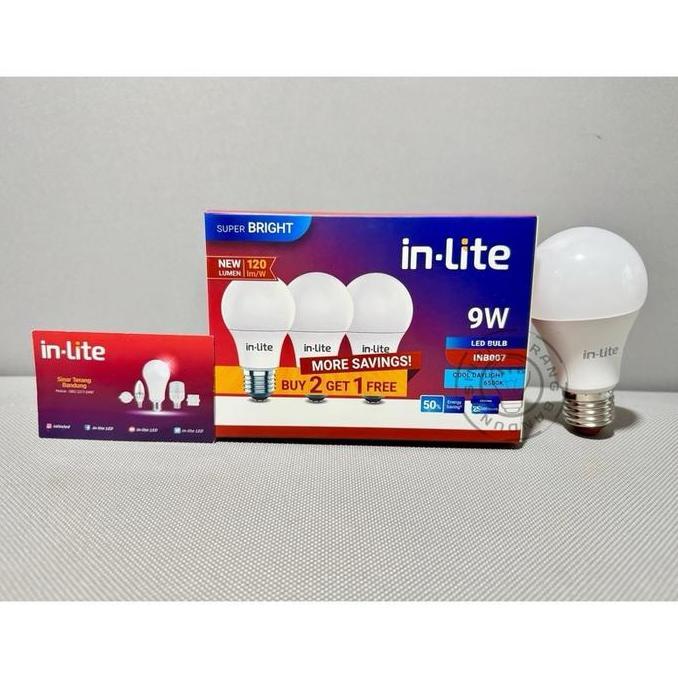 Ready  PAKET SUPER MURAH BELI 2 GRATIS 1 LAMPU LED INLITE 9W 9 WATT - INB007