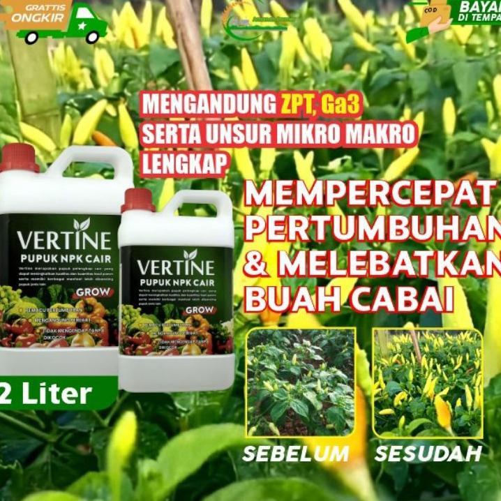 Vertine Grow 2 Liter / Pupuk Npk Plus Zpt / Cairan Pelebat Cabe