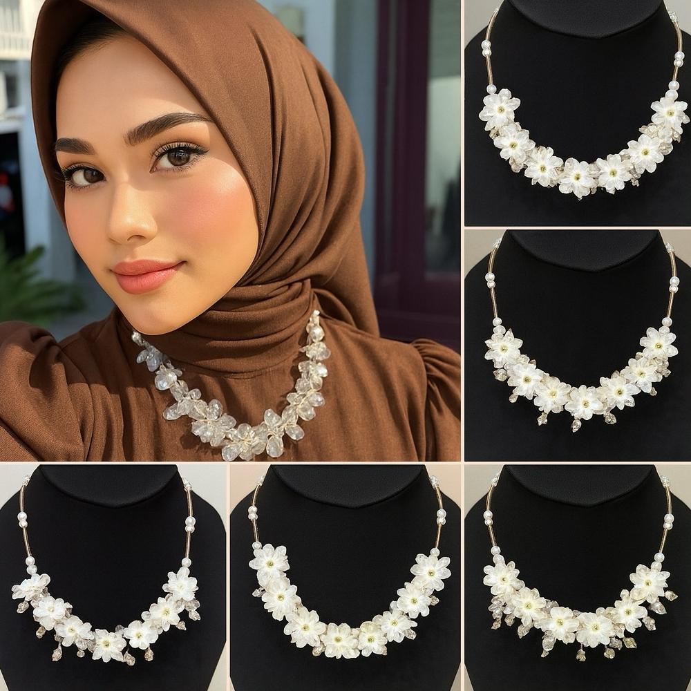 Kalung Hijab | Aksesoris Kalung Wanita | Kalung Mutiara Kristal | Kalung Pesta Terbukti Berkualitas
