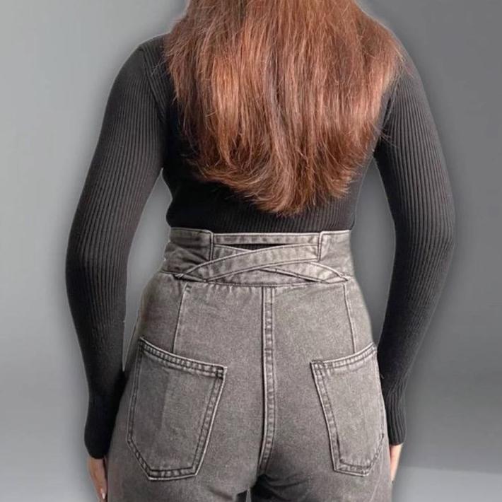 Celana Kulot Jeans Otentik J23 - Highwaist Kulot Jeans  Loose Wanita - Celana Kulot Silang Premium