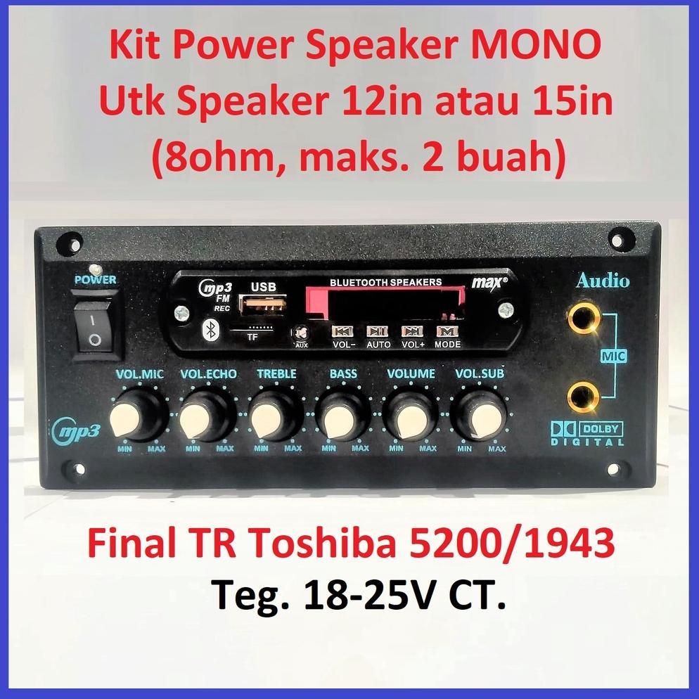 Kit Power Speaker Aktif Echo Bluetooth Mono (Gt-1215Eu) Subwoofer Audio 300 Watt