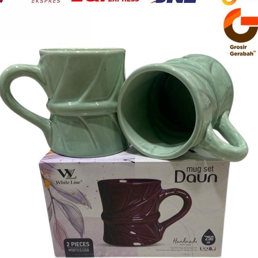 White Line Mug Set Daun Keramik Set 2Pcs 2082112