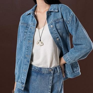 DISKON THIS IS APRIL LAVERNA JACKET OUTER JEANS WANITA POCKET BLUE ACID DENIM