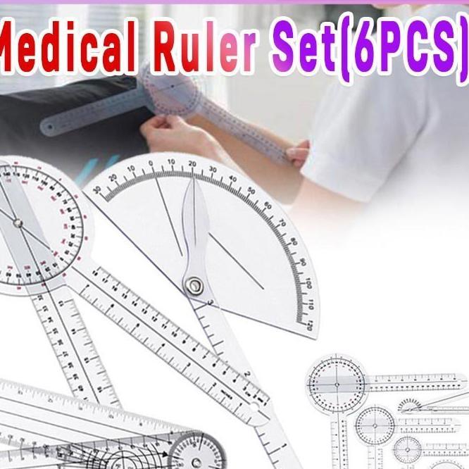 6Pcs/Set Goniometer Fisioterapi Penggaris Tulang Sendi Jari Spinal Sudut Goniometer Angle Medical Ru