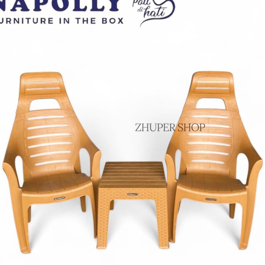 Napolly - 1 Set 2 Kursi 678 Hr / 833 Santai Sandaran Kepala / Kursi Santai Plastik Napolly / Kursi T