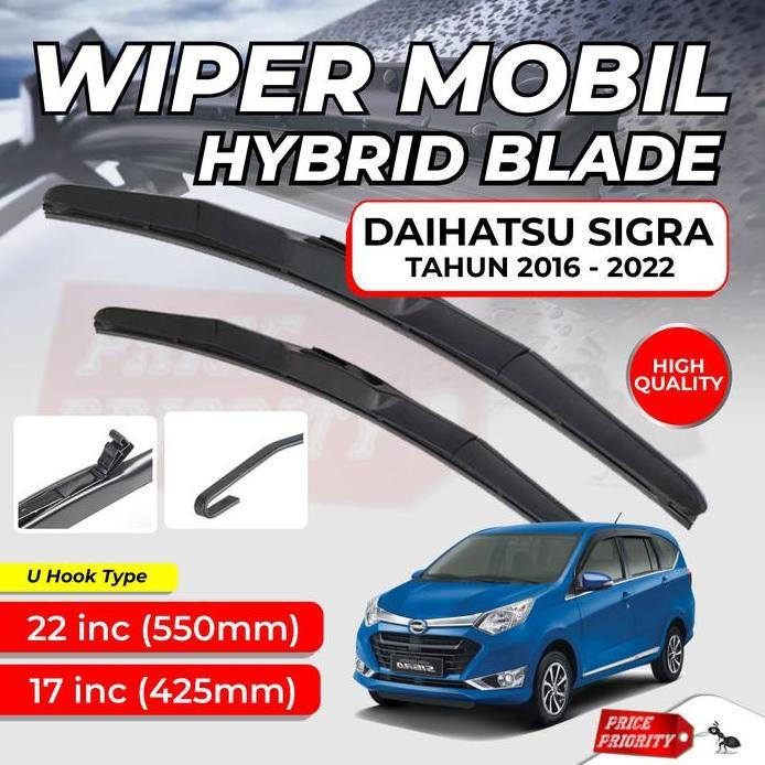 Wiper Mobil Calya Sigra Karet Wiper Frameless Hybrid Blade Set RWB