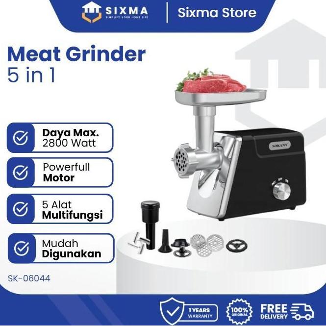 Meat Grinder Mesin Giling Daging 5 in 1 Low Watt Multifungsi Sixma SK-06010-044
