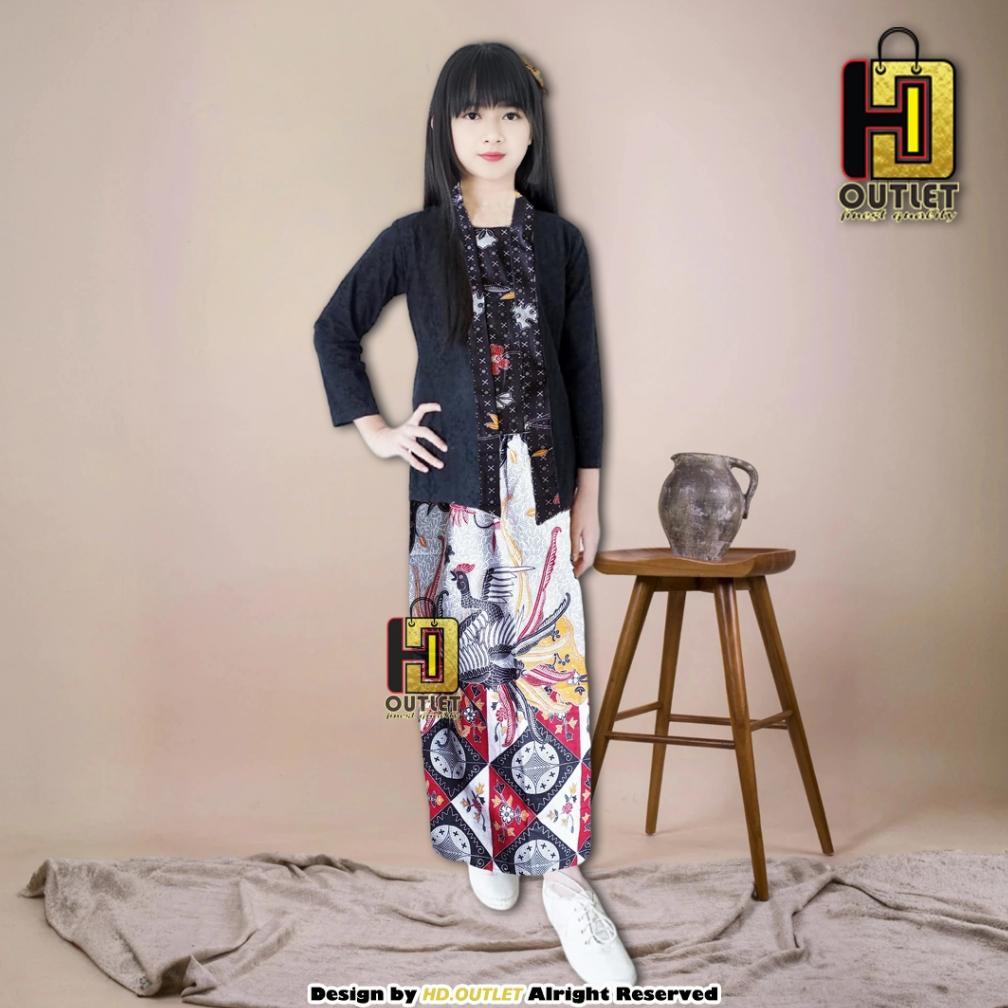 Best Seller Etnice Kebaya Kutu Baru Anak Perempuan Set Kebaya Murah Modern Setelan Kebaya Anak Merah