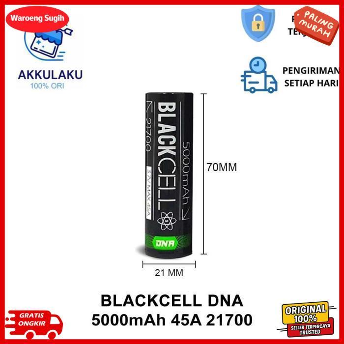 (Authentic) Baterai Blackcell Dna 5000 Mah Inr 21700 45A - Battery Black Cell 21700 5000 Mah