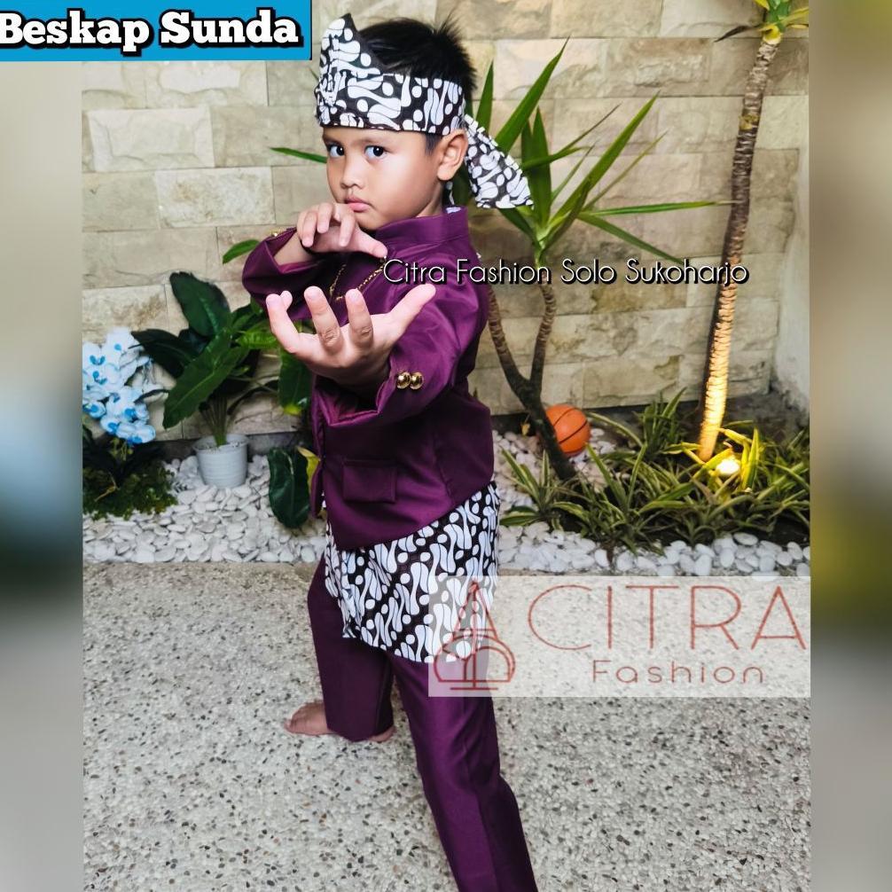 Free Ongkir Dijamin Realpict Beskap Sunda Batik Putih / Beskap Sunda Anak / Beskap Sunda Premium / S