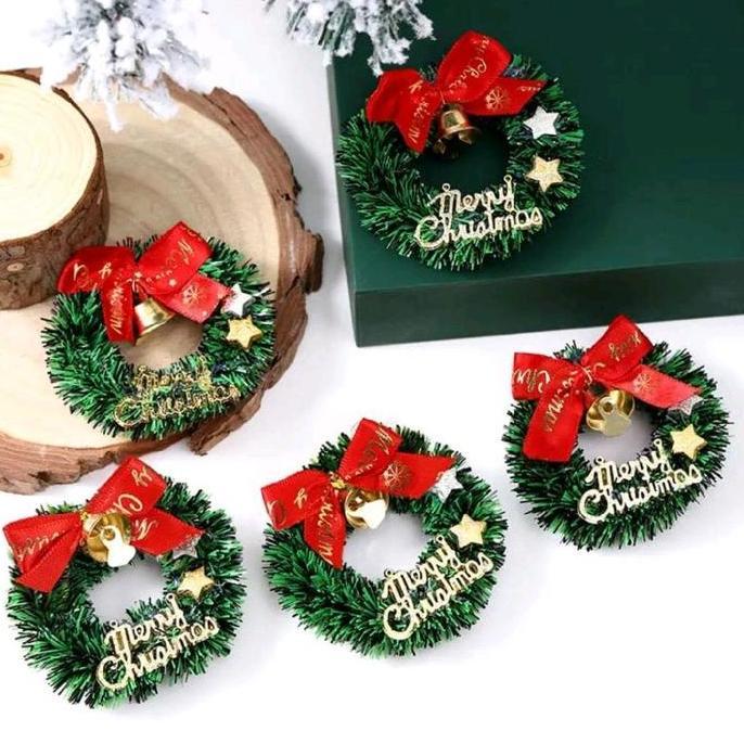 New  Miniatur Natal Mini gantung karangan bunga Natal rumah boneka pohon Natal karangan bunga dindin