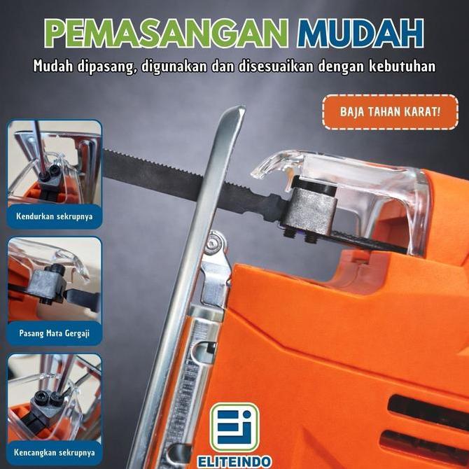 Eliteindo Mesin Jigsaw Elektrik Mesin Gergaji Potong Kayu Papan Triplek Lempengan Besi Multifungsi 5