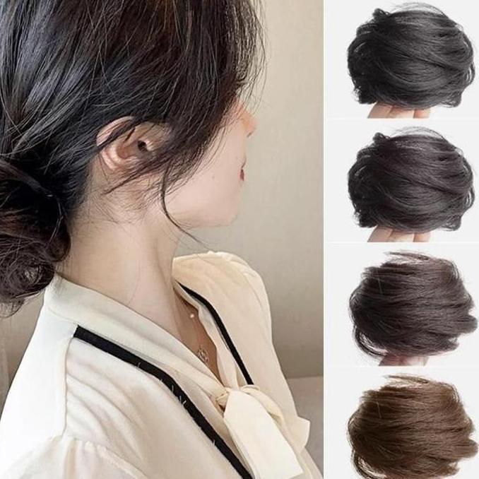 CODIkat Rambut Wig Rambut Sanggul Bulat Rambut Palsu Cepol Palsu Bervolume Sanggul Bulat Serut