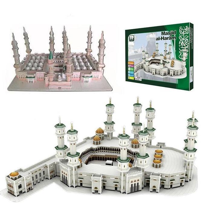 EXQWISITE Miniatur Puzzle 3d Masjidil Haram Nabawi - Miniature Bangunan Ibadah - Koleksi Pajangan - 