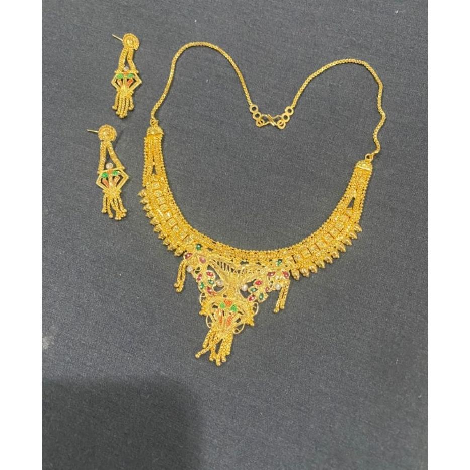 Kalung Dubai India / Kalung Perhiasan India /Kalung Emas Kuning+Anting