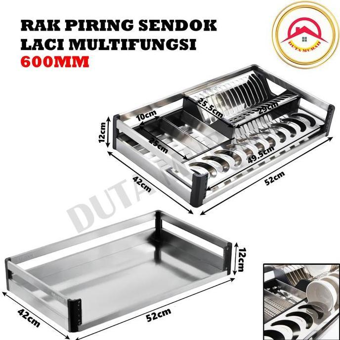 XIMVHE Rak Piring Mangkok Sendok Dapur Tempat Sendok Sekat Laci Rak Panci Kitchen Set