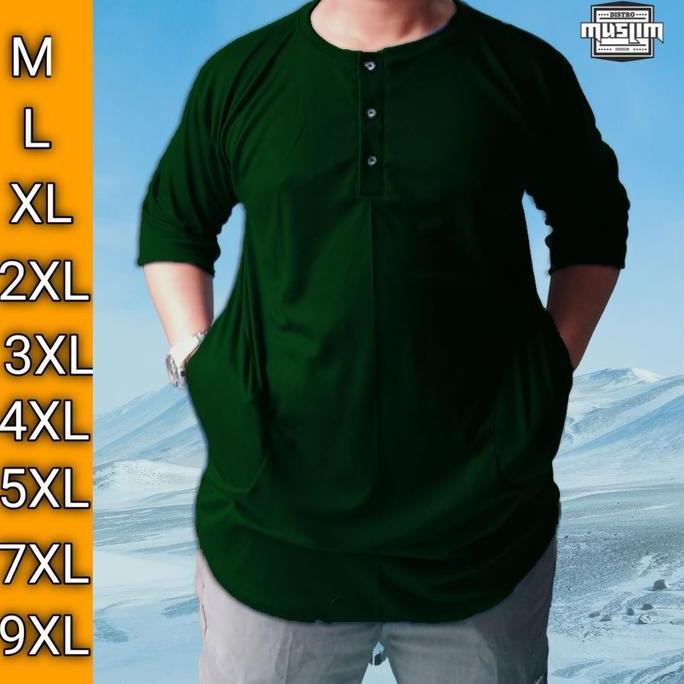 Wekup Kaos Koko Jumbo M-9Xl Pria Oversize Ishak Baju Kurta Muslim Hijau Maroon Dewasa