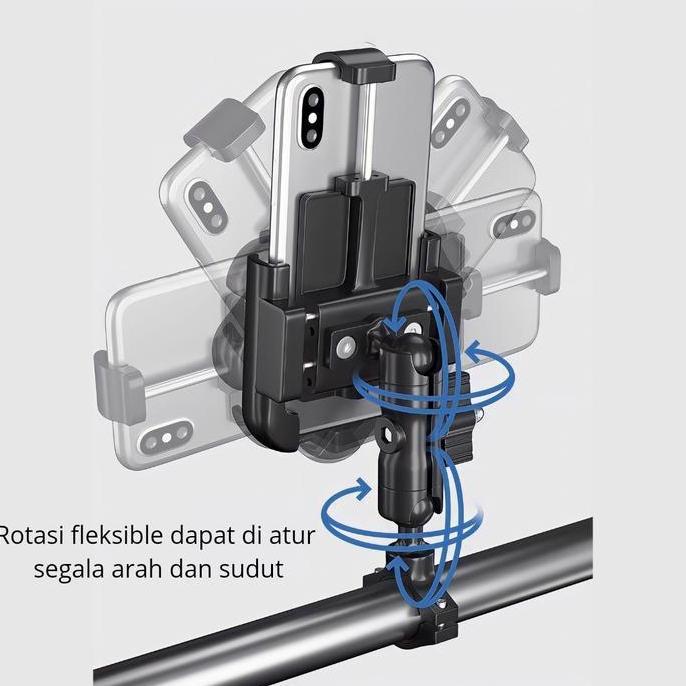 Ceangailte- Gub P50 Holder Hp Motor Full Besi Stang Spion Dudukan Tempat Handphone